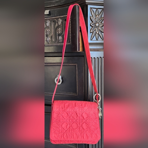 DIOR Canage Red Quilted LADY DIOR Charm Bag with DIOR Box Set SUPER RARE - Picture 1 of 16